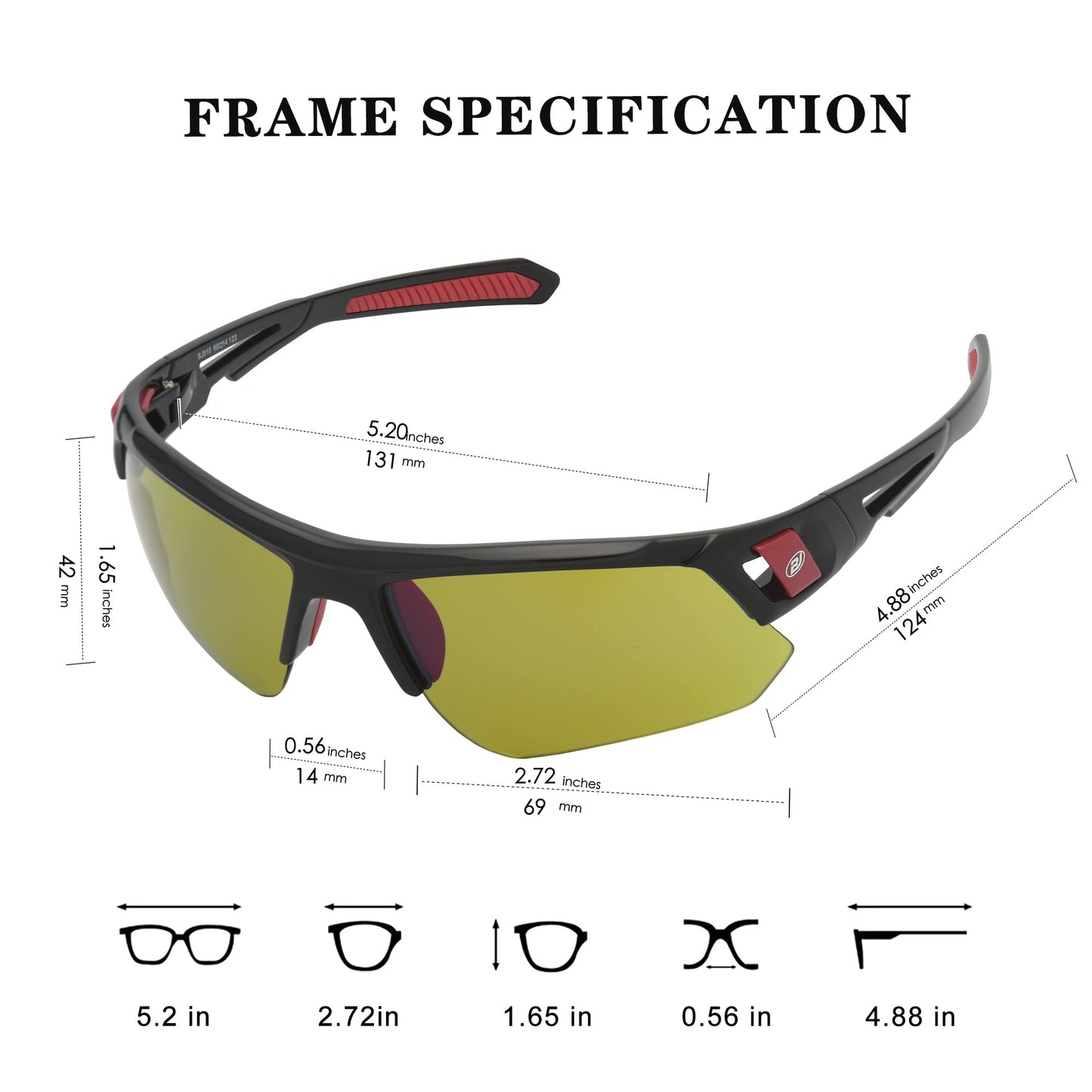 HD Golf Sunglasses for Men Women Wrap Semi-Rimless Sports Frame UV400 Protection Golfing Baseball Shades Sun Glasses BJ810