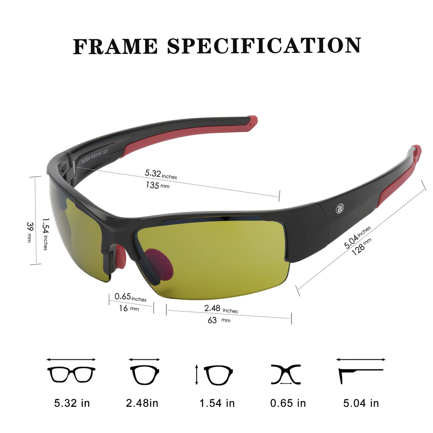 HD Golf Sunglasses for Men Women Wrap Semi-Rimless Sports Frame UV400 Protection Golfing Baseball Shades Sun Glasses BJ820