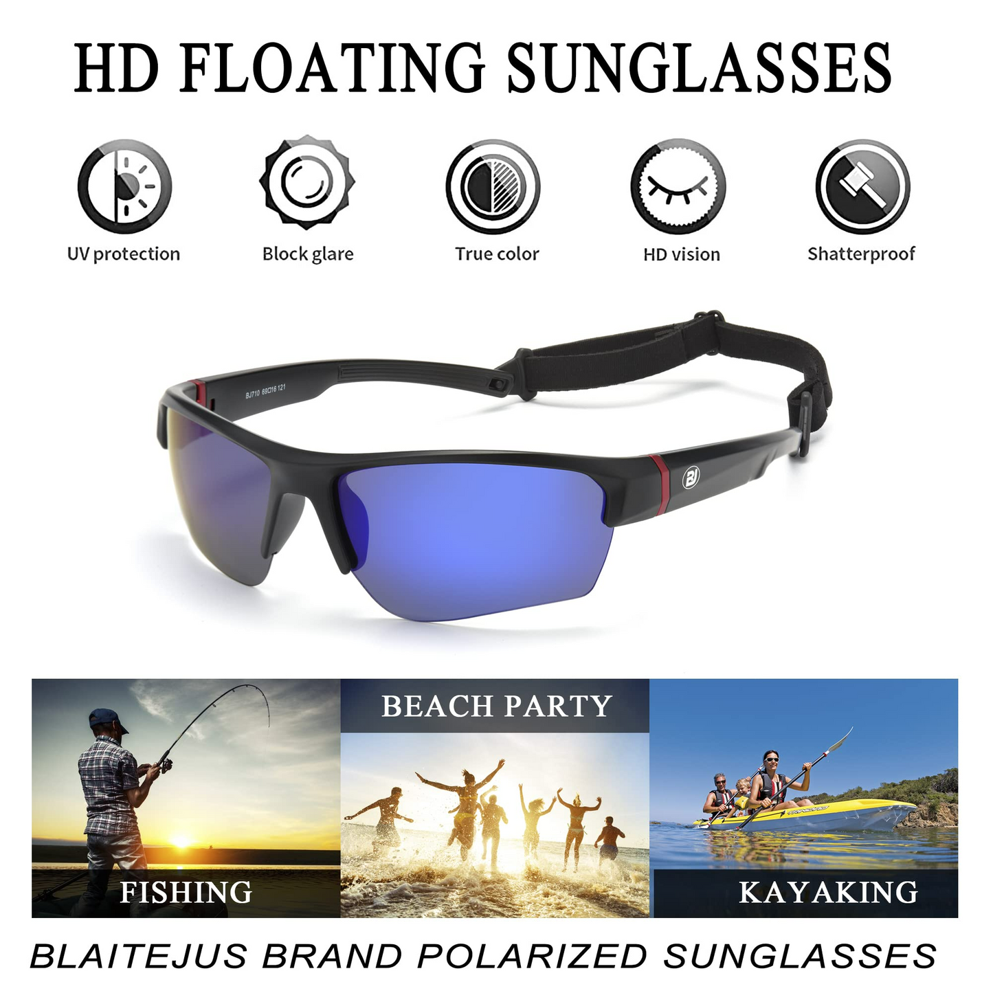 Floating Polarized Sunglasses for Men Women Fishing Boating Sailing Beach Kayaking Surfing Skiing Unsinkable Water Sports Glasses BJ710-1